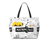 Hingor Moda Manta Ray E Pesce Stampa Beach Bag Impermeabile Beach Totes Borse Per Le Donne, Leggero Pieghevole Borsa Da Piscina Con Cerniera Scomparto Bagnato, Stampa Matematica, Taglia unica