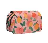Hingor Moda rosa pesca modello senza cuciture 1 stampa penna matita doppio strato cerniera astuccio sacchetto, trasparente trucco colore sacchetto cosmetico borsa multiuso cancelleria borsa