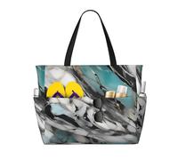 Hingor Moda Strisce Colorate Stampa Verticale Borsa da Spiaggia Impermeabile Borse Da Spiaggia Per Le Donne, Leggero Pieghevole Borsa Da Piscina Con Cerniera Scomparto, Marmo2, Taglia unica