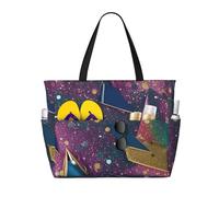 Hingor Moda Strisce Colorate Stampa Verticale Borsa da Spiaggia Impermeabile Borse Da Spiaggia Per Le Donne, Leggero Pieghevole Borsa Da Piscina Con Cerniera Scomparto, Motivo glitterato 2, Taglia