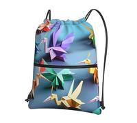 Hingor Origami Multicolor Papercraft Gru Stampa Coulisse Zaino String Bag Sackpack Cinch Resistente all'acqua Per Palestra Shopping Sport Yoga