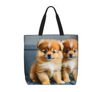 Hingor Pomeranians Cuccioli E Punto Stampa Tote Bag Per Le Donne Grande Borsa Da Spiaggia Riutilizzabile Borse Della Spesa Per Viaggi Shopping