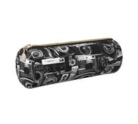 Hingor Retro Cool Camera Collection Print PU Pencil Pen Case Portable Stationery Bag Pouch Cosmetic Organizer Bag per uomo e donna
