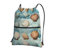 Hingor Sea Shell Stampa Coulisse Zaino String Bag Sackpack Cinch Resistente all'acqua Per Palestra Shopping Sport Yoga