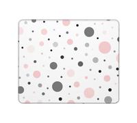 Hingor Tappetino per il mouse con stampa moderna a pois rosa, grigio e bianco, tappetino per mouse personalizzato per ufficio e casa, tappetino per mouse impermeabile, base in gomma antiscivolo per