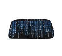 Hingor The Blue Binary Print Fashion Stationery Pencil Bag Toiletry Pouch con cerniera per cosmetici, cancelleria, borsa, astuccio - Viaggio, Argento, One Size, Portamonete
