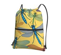 Hingor Zaino colorato con stampa libellula con coulisse borsa a tracolla Cinch resistente all'acqua per palestra shopping sport yoga