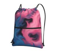 Hingor Zaino con coulisse blu e rosa con stampa a fuoco resistente all'acqua per palestra, shopping, sport, yoga