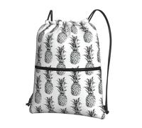 Hingor Zaino con coulisse con stampa a tema tropicale con ananas e frutta, resistente all'acqua, per palestra, shopping, sport, yoga