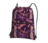Hingor Zaino con coulisse con stampa libellula viola, borsa a tracolla resistente all'acqua per palestra, shopping, sport, yoga