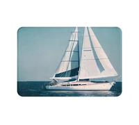 Hingor Zerbino in microfibra altamente assorbente con stampa di navi a vela e tappeto per animali domestici (60 x 40 cm), antiscivolo, spesso, lavabile, tappetino morbido per cucina e bagno