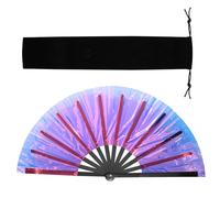 HINGTAI Ventilatore pieghevole a mano, balli di linea Ventilatori scoppiettanti portatili con una custodia Stile classico per il raffreddamento Danza Festival Festa di nozze e decorazione Viola
