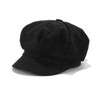 HINGTAT Berretto Invernale Caldo per Ragazza, Cappello da Pittore in Corduroy, Berretto Newsboy Piatto, Cappello Casual Elegante e alla Moda, Cappello Ottagonale per Uomo e Donna, Nero , Taglia unica