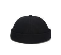 HINGTAT Docker Hat Uomo Trawler Beanie Pescatore Berretto Senza Brimless Worker Marinaio Cap Rolled Cuff Retro Fashion Regolabile Docker Cap per Uomini Lady, Nero , Taglia unica