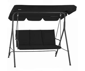 HinHocker Dondolo a 3 posti con tetto parasole | nero | carico massimo: 250 kg | sedia a dondolo, panca a dondolo per esterni, dondolo da giardino, sedia a dondolo | dondolo | dondolo morbido