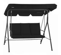 HinHocker Dondolo a 3 posti con tettuccio parasole, colore nero, portata fino a 250 kg, per esterni, da giardino, veranda, per esterni