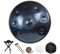 hinhoo 18-inch G Minor Handpan Drum for Adults, 440Hz 9 Notes Kurd Hand Drum with Soft Bag, Mallet, Braid, Stand And Dust Cloth(Blue)