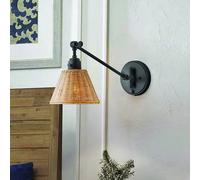 HINKLEY Applique Arti, nero/naturale, rattan, acciaio HINKLEY