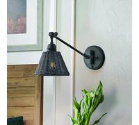 HINKLEY Applique Arti, nero/nero, rattan, acciaio HINKLEY