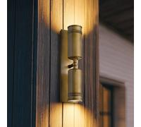 HINKLEY Applique da esterno Pratt, ottone anticato, 48 cm, a 2 luci, IP44, GU10-LED HINKLEY