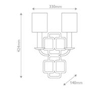 HINKLEY Applique Sabina, nera, altezza 42 cm, a 2 luci, metallo/tessuto HINKLEY
