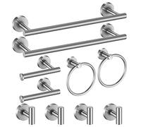 Hinmood Set di accessori da bagno da 10 pezzi, set di portasciugamani in acciaio inossidabile SUS 304 include 2 confezioni di portasciugamani da 40,6 cm, 4 ganci per asciugamani, 2 confezioni di