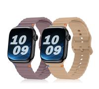 Hinnwer Cinturino Compatibile con Apple Watch 46mm 45mm 44mm 42mm 49mm per Donna Uomo 2 Pezzi Cinturini Silicone per Apple Watch Ultra 3 2 1 SE 3 2 1 Series 11 10 9 8 7 6 5 4 3 2 Tè al Latte FumoViola