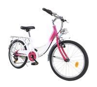 HINOPY Bicicletta per bambini da 20 pollici, 6 marce, per bambini, colore rosa, con parafango e lampada, regolabile in altezza per città, spiagge, piste ciclabili e strade diverse