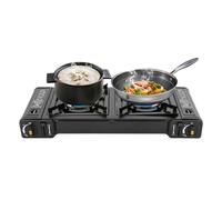 HINOPY - Fornello a gas a 2 fuochi, portatile butano, da campeggio, con custodia per camper, 64 x 27,8 x 8 cm