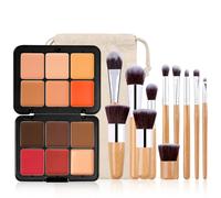 Hinourisha Set di 12 colori per fondotinta + 11 pennelli per trucco, blush palette per trucco, evidenziazione e contour Pro, kit per contorni in crema cosmetica, per pelle chiara e scura #1