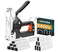 Hinrichs Cucitrice e Spillatrice Professionale 3-in-1 - Pistola Sparachiodi e Pinzatrice Manuale per Legno, Mobili e Tessuti - Include 1600 Graffe e 800 Chiodi | Pinzatrice e Sparachiodi per Fai-da-te