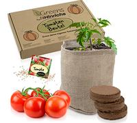 Hinrichs Greens Set per la Coltivazione dei Pomodori - Set per la Coltivazione dei Pomodori Semi e Terriccio - Sacco di Iuta Naturale per le Piante di Pomodoro - Regalo da Cucina per Bambini