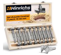 Hinrichs Set Frese per Legno 17pcs in Valigia Punte Forstner da 15 a 40 mm
