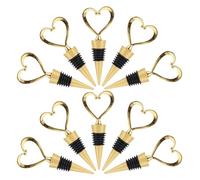 HINTRMENT 12 Pezzi Tappi per Vino a Forma di Cuore in Lega Anello di Gomma, Tappi di Sughero Decorativi Dorati per Conservazione Freschezza, Accessori per Bottiglie per Feste e Riunioni