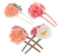 HINTRMENT 4 Pezzi Fermagli per Chioma a Forma di U Fiori Secchi a Due Toni Forcine Floreali Vintage per Chignon Accessori Tradizionali Leggeri per Chioma Raccolti da Donna e Ragazza