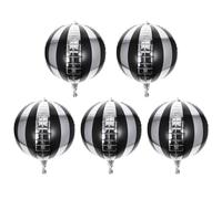 HINTRMENT 5 Palloncini in Lamina di Alluminio a Strisce, Palloncini Sferici Rotondi Metallici per Decorazioni Feste di Compleanno e Matrimoni, Accessori per Eventi Eleganti e Resistenti