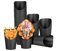 HINTRMENT Bicchieri Monouso Neri da 14oz Apertura Obliqua in Carta, Resistenti e Comodi per Servire Snack e Patatine, Confezione da 100 Pezzi per Ristoranti e Feste