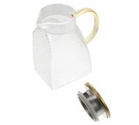HINTRMENT Brocca in Vetro Resistente al Calore al Freddo Coperchio in Acciaio Inox, Design Trasparente Moderno per Acqua, Succhi e Frigorifero Colore Casuale