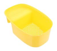 HINTRMENT Cestello Scolapasta da Cucina Giallo a Rete a Sella, Filtro per Lavello Domestico Angolare Mensola Portaoggetti, Colino Multifunzione per Frutta e Verdura, Salvaspazio e Facile