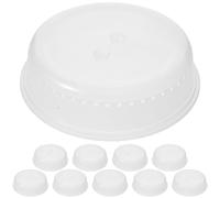 HINTRMENT Confezione da 10 Coperture Antispruzzo per Alimenti nel Microonde in Plastica Bianca, Riutilizzabili, Sicure per Forno la Preparazione dei Pasti in Cucina