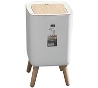 HINTRMENT Contenitore per Rifiuti in Plastica Coperchio a Pressione, Design Quadrato Effetto Legno, Grande Capacità, Cestino per Immondizia da Interno, Adatto per Cucina, Bagno e Raccolta