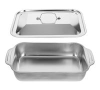 HINTRMENT Lasagnera Tegame da Versatile con Coperchio in Inossidabile Rettangolare per Grigliare Pesce e Servire, per Cucina Domestica e Professionale