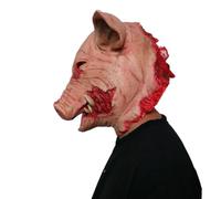 HINTRMENT Maschera da Testa di Maiale per Halloween, Sottile e Confortevole, Materiale a Rete Beige, Accessorio per Giochi di Ruolo e Case Infestate