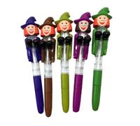 HINTRMENT Penna di Halloween Luce a Forma di Zucca e Teschio in Plastica, Penna da Scrittura Divertente per Feste Scolastiche e Halloween, Design Luminoso Colore Casuale Stili multipli