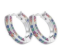 HINTRMENT Rhinestone Earrings Orecchini Piccoli a Cerchio per Donna con Pietre Brillanti, in Lega, Versatili per Tutte le Occasioni