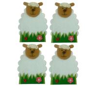 HINTRMENT Set 4 Pezzi Sacchetti per Posate a Forma di Pecora Bianca Cartoon per Decorazione Tavola Pasqua Forchetta e Coltello per Festa a Casa