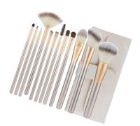 HINTRMENT Set Pennelli per Trucco 12 Pezzi Colore Bianco Setole in Nylon e Manico in Legno un Tocco Confortevole un Aspetto Delicato per Saloni Professionali