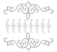 HINTRMENT Toppe Termoadesive Ricamate Argento per Riparazione e Decorazione Abbigliamento, 10 Pezzi in Filo di Poliestere per Shirts e Jeans, per Progetti Fai da Te