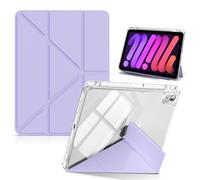 HinZann Custodia per iPad mini (A17 Pro) 2024 / Mini 6ª Gen 2021 - Viola | Per 8,3 Pollici, Cover con Portapenne, Retro in TPU Trasparente + Pelle PU, Auto Svegliati/Sonno, Ultra Sottile Leggero