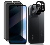 HinZann Pellicola proteggi schermo per Xiaomi Poco C85 4G, [2+2 pezzi] pellicola in vetro temperato anti-spia + pellicola protettiva per obiettivo fotocamera, antigraffio, durezza 9H